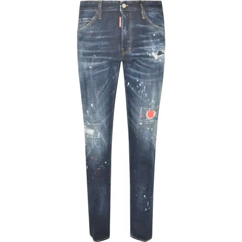 Blaue Distressed Skinny Jeans , Herren, Größe: L - Dsquared2 - Modalova
