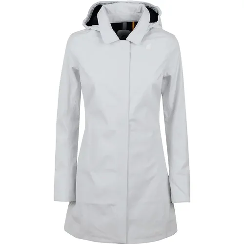 Weiße Bonded Jacke mit abnehmbarer Kapuze , Damen, Größe: M - K-way - Modalova