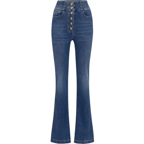 Schlaghose mit zentraler Knopfleiste,Flared Jeans - Elisabetta Franchi - Modalova