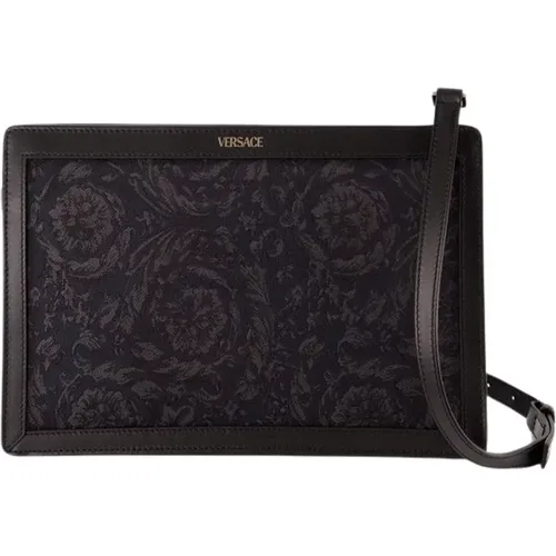 Black Leather Athena Purse , unisex, Sizes: ONE SIZE - Versace - Modalova