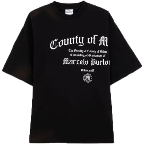Auffälliges County Degree Logo T-Shirt , Herren, Größe: L - Marcelo Burlon - Modalova