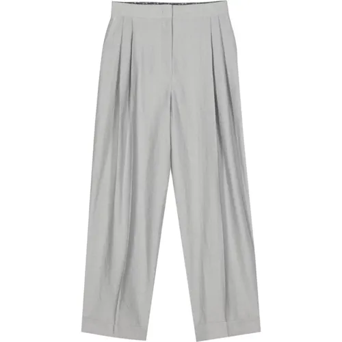 Grey Jacquard Pleated Trousers , female, Sizes: 2XS, M, L, S, XS - Emporio Armani - Modalova
