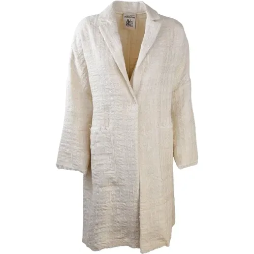 Cream Tweed Overfit Coat , female, Sizes: M - Semicouture - Modalova