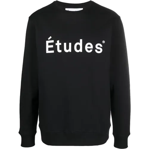 Schwarzer Sweatshirt mit bedrucktem Logo , Herren, Größe: L - Études - Modalova