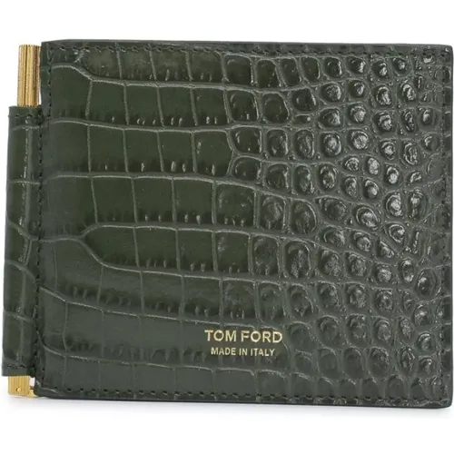 Printed Croc T Line Clip Wallet , male, Sizes: ONE SIZE - Tom Ford - Modalova
