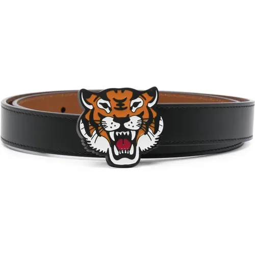 Schwarzer Lucky Tiger Doppelseitiger Gürtel , Herren, Größe: 80 CM - Kenzo - Modalova