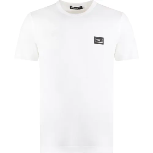 Geripptes Crew-neck Baumwoll T-shirt , Herren, Größe: L - Dolce & Gabbana - Modalova