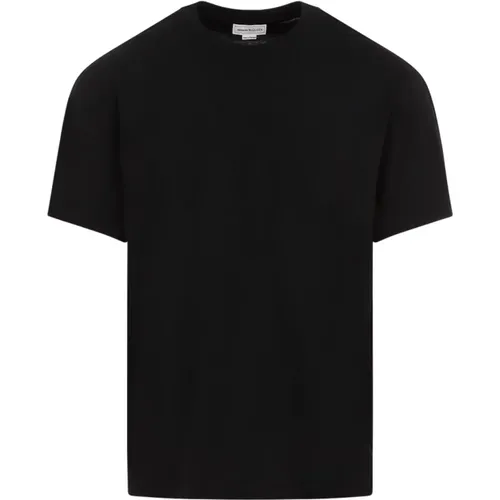 Schwarzes Baumwoll-T-Shirt mit Signaturriemen , Herren, Größe: L - alexander mcqueen - Modalova