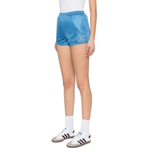 Blaue Perforierte Jersey Shorts , Damen, Größe: XS - Sporty & Rich - Modalova