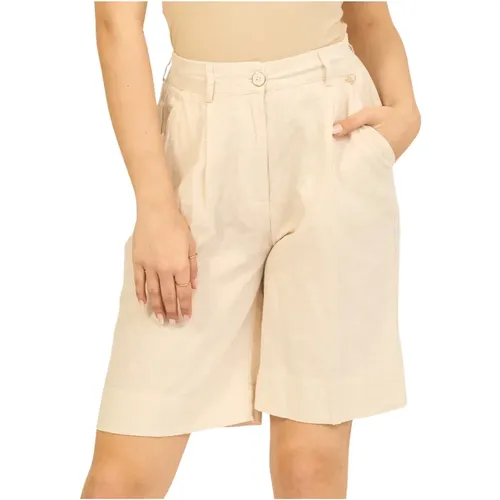 Lange Leinen- und Baumwoll-Bermuda-Shorts - YES ZEE - Modalova