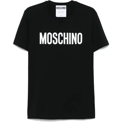 Schwarzes Crew Neck Logo T-Shirt , Herren, Größe: L - Moschino - Modalova