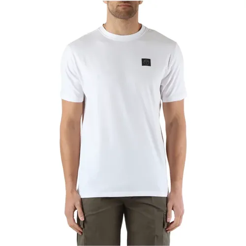 Stretch-Baumwoll-T-Shirt mit Frontlogo-Patch , Herren, Größe: XL - North Sails - Modalova