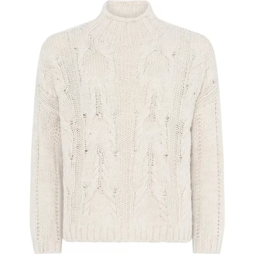 Turtle Neck Cable Strickpullover Creme , Damen, Größe: M - Skovhuus - Modalova