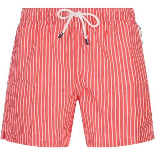 Red Striped Swim Shorts , male, Sizes: L, XL, 2XL - Fedeli - Modalova