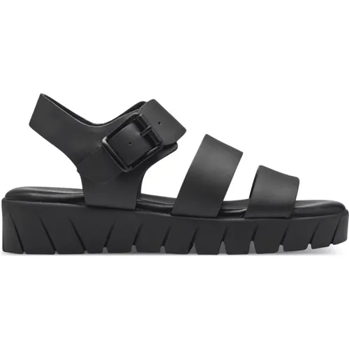 Schwarze Casual Flache Sandalen Damen , Damen, Größe: 38 EU - s.Oliver - Modalova