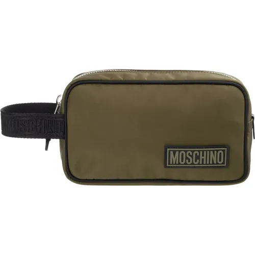 Plain Toiletry Bag with Zip Closure , male, Sizes: ONE SIZE - Moschino - Modalova