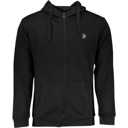 Schwarzer Kapuzenpullover mit Reißverschluss und Logo - Sergio Tacchini - Modalova