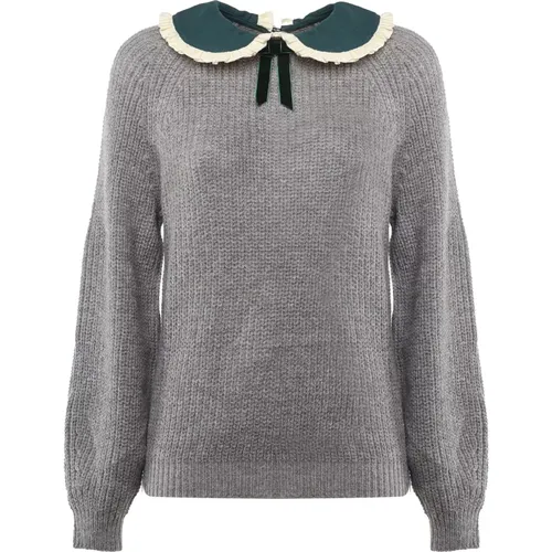 Bestickter Kragen Pullover in Grau Teal - MC2 Saint Barth - Modalova