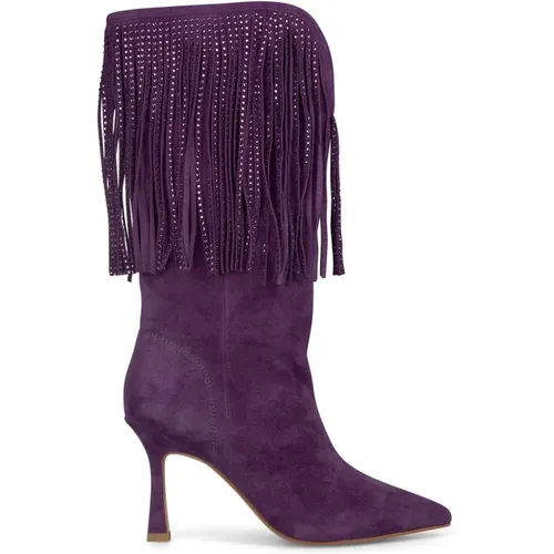 Fringed heeled boot , female, Sizes: 6 UK, 5 UK, 4 UK, 7 UK - Alma en Pena - Modalova