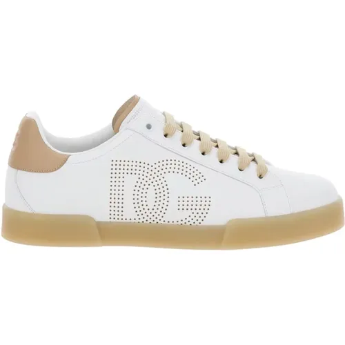 Weiße Sneakers mit Portofino Logo , Herren, Größe: 39 EU - Dolce & Gabbana - Modalova