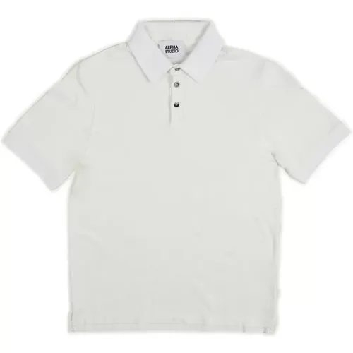 Weißes Ice Cotton Polo Shirt , Herren, Größe: M - Alpha Studio - Modalova