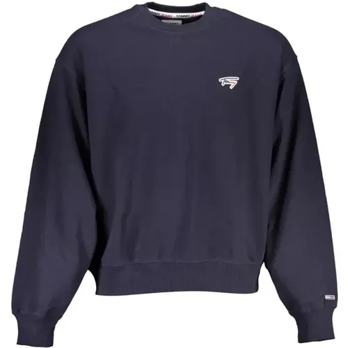 Blauer Baumwollpullover mit Logodetail , Herren, Größe: L - Tommy Hilfiger - Modalova