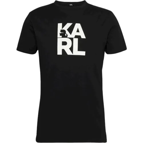Stylish Printed Half Sleeve Cotton Shirt , male, Sizes: M - Karl Lagerfeld - Modalova
