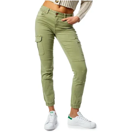 Grüne Damen Hose mit Reißverschluss und Knopf , Damen, Größe: XL L30 - Only - Modalova