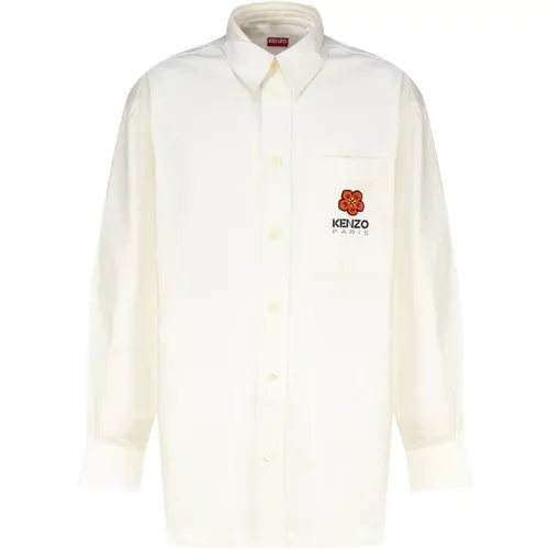 Cotton Shirt with Flower Detail , male, Sizes: L - Kenzo - Modalova