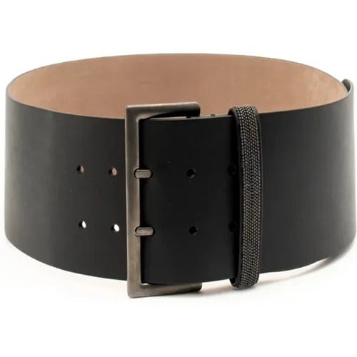 Luxury Leather Belt with Metal Buckle , female, Sizes: M, XL - BRUNELLO CUCINELLI - Modalova