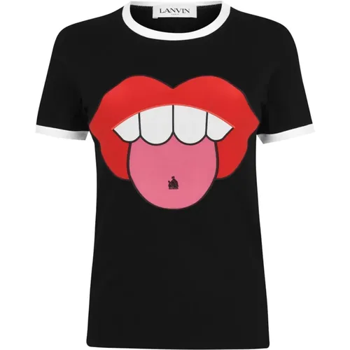 Lips Logo T-Shirt , female, Sizes: XS - Lanvin - Modalova