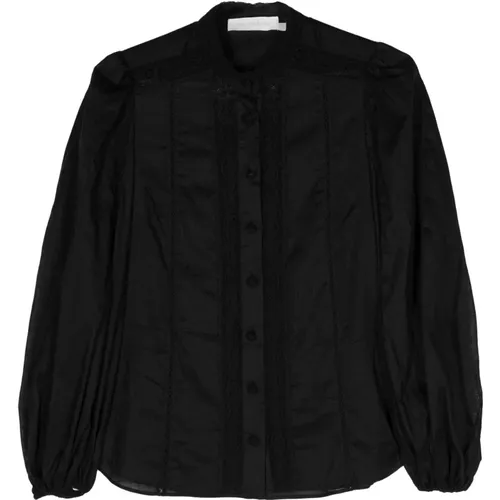 Schwarze Spitzenbluse mit Puffärmeln , Damen, Größe: XS - Zimmermann - Modalova