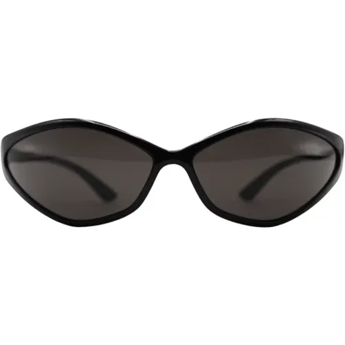 Oval Sonnenbrille in Schwarz mit grauen Gläsern , Damen, Größe: ONE Size - Balenciaga - Modalova