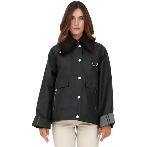 Waxed Cotton Jacket with Oversized Collar , female, Sizes: XS - Barbour - Modalova