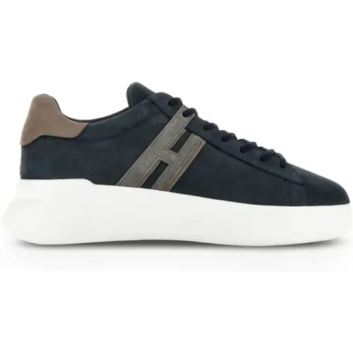 Marineblaue Sneakers mit Top-Details - Hogan - Modalova