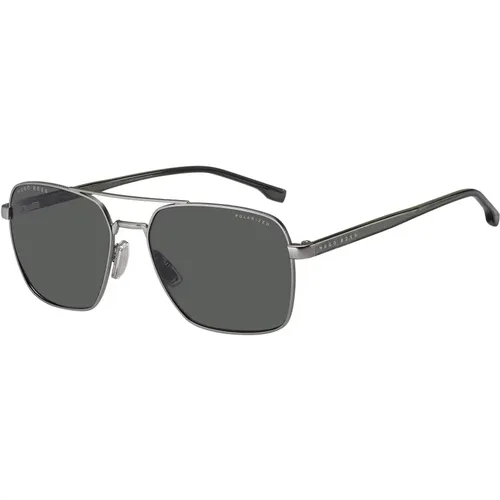 Matte Ruthenium/Grey Sunglasses , male, Sizes: 58 MM - Hugo Boss - Modalova