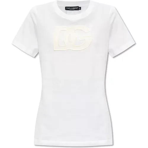 T-shirt with logo , female, Sizes: XS, S, L - Dolce & Gabbana - Modalova