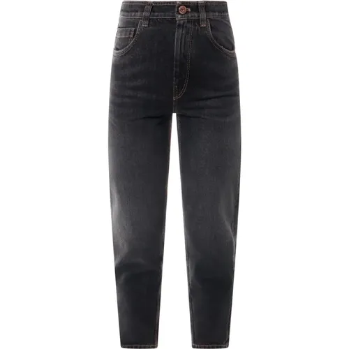 Grey Cotton Trousers with Button and Zip , female, Sizes: S, 2XS, M, XS - BRUNELLO CUCINELLI - Modalova