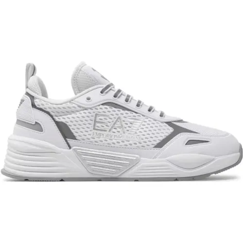 Weiße Herren Sneaker Polyester Zusammensetzung , Herren, Größe: 40 EU - Emporio Armani EA7 - Modalova