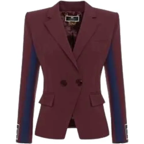 Navy Bordeaux Doppelreihiger Mantel , Damen, Größe: S - Elisabetta Franchi - Modalova