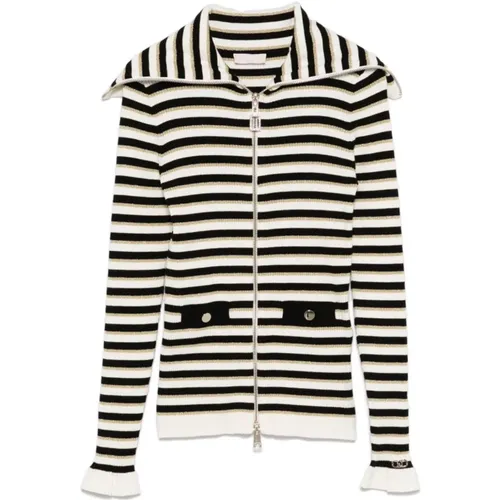 Striped Knit Sweater with Zipper , female, Sizes: S, M, XS - Liu Jo - Modalova