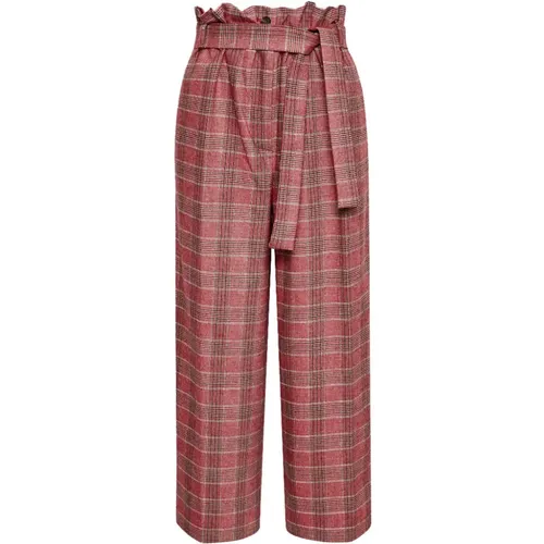 Flanell Prince of Wales Hose mit Falten , Damen, Größe: 2XS - pinko - Modalova