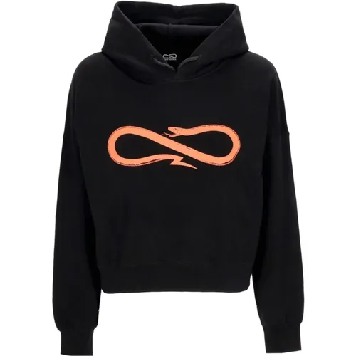 Schwarzer Cropped Logo Hoodie , Damen, Größe: L - Propaganda - Modalova