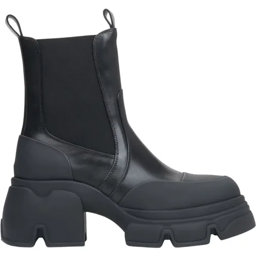 Schwarze Chelsea-Stiefel für Damen aus echtem Leder , Damen, Größe: 40 EU - Estro - Modalova