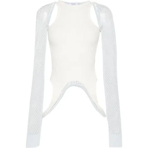 Schwarzer Strick-Crew-Neck-Top Off - Off White - Modalova