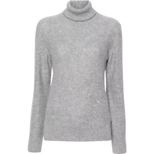 Paillettenverziertes Graues Pullover , Damen, Größe: L - Fabiana Filippi - Modalova