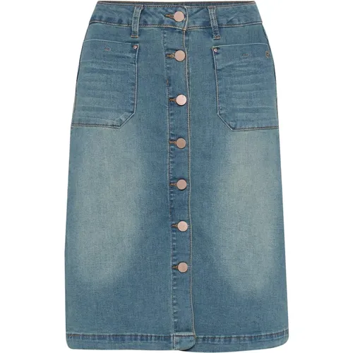 Denim Skirt Light , female, Sizes: L, 2XL, XL, S, 3XL, XS, M - Cream - Modalova