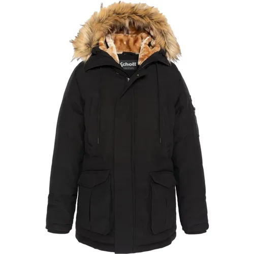 Winterjacke mit Kunstfellkapuze , Herren, Größe: M - Schott NYC - Modalova