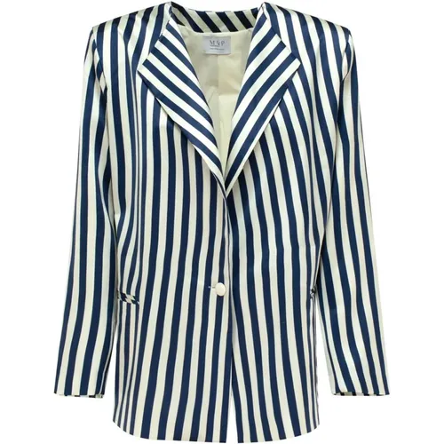 Striped Viscose Jacket with Shawl Collar , female, Sizes: M, S, XS, 2XS - MVP wardrobe - Modalova