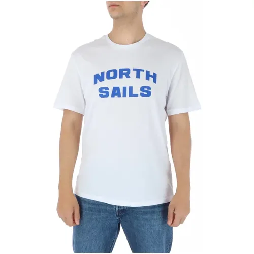 Weißes Baumwoll-Kurzarm-T-Shirt , Herren, Größe: M - North Sails - Modalova